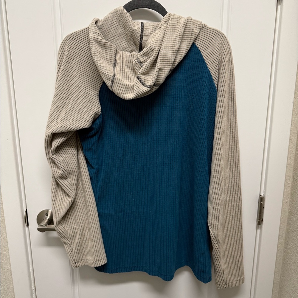 Melanzana “Mellie” Microgrid Hoodie - blue and cream - large - Picture 4 of 4